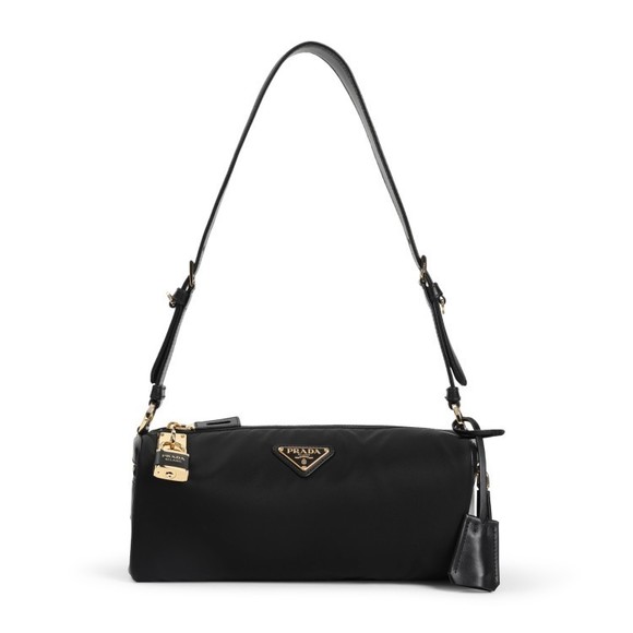 Prada Handbags - Prada Structured Black Shoulder Bag With Gold-Tone Accents - NWT